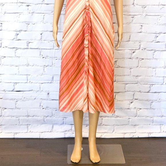 J.CREW, Boho cotton pink/peach coloured striped summer dress - Picture 6 of 14